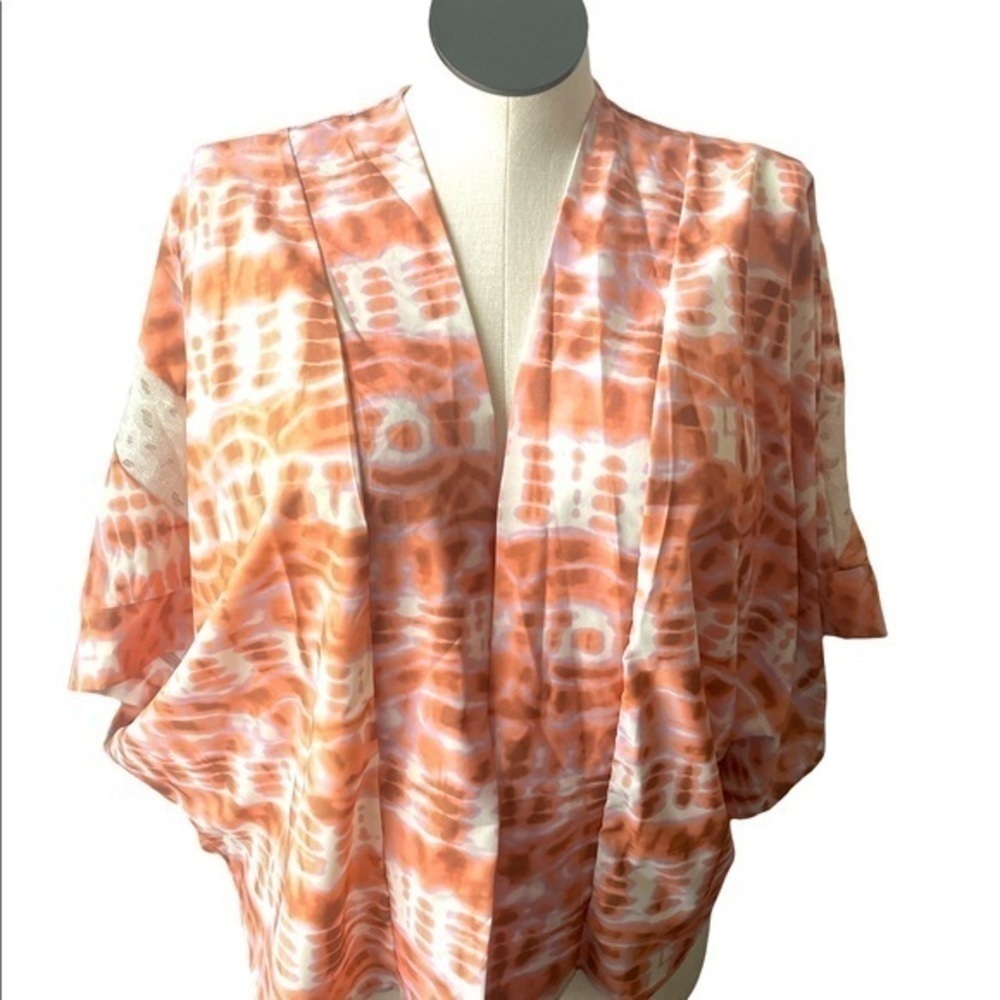Wanderlux kimono orange pink cream outerwear New Sz medium